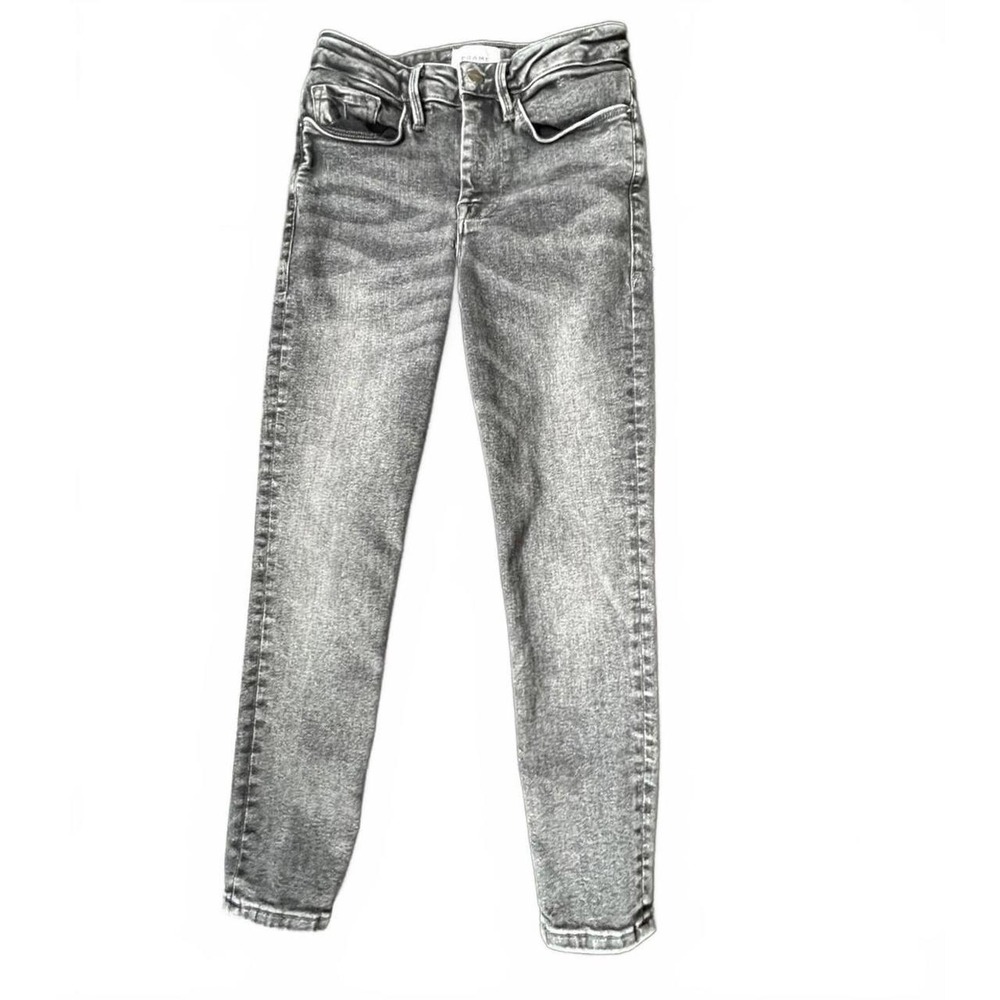 Frame Le One Skinny Jeans Faded Black Grey High‎ Rise Stretch Size 1